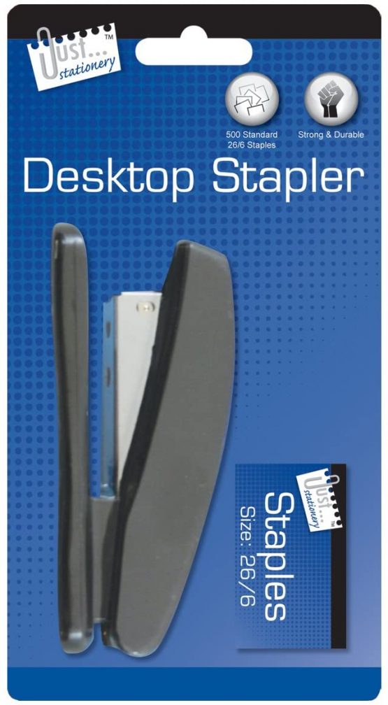 Just Stationery Stapler with 500 No 26 Staples, Assorted Colours
