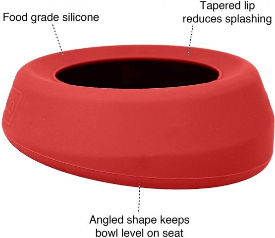 Kurgo No Spill Dog Travel Bowl, Splash Free Wander Water Bowl - Red - Image 2