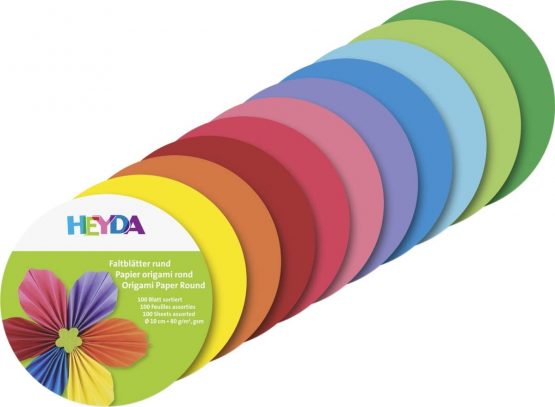 Heyda 204875610 Folding Sheets Round Plain Diameter 10 cm 10 Assorted Colours