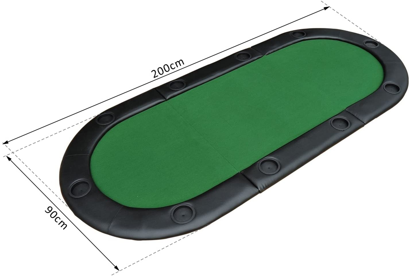 SPORTNOW Foldable Poker Mat for 10 Players, Oval Poker Table Top with Cup Holders - Image 2