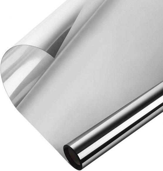 Lifetree One Way Mirror Window Film Silver Privacy Glass Film Heat Reducing Film Reflective Window Sticker Sun Block Film for Home and Office 44.5x200cm