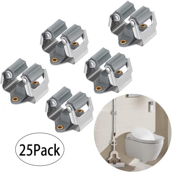 Mop Broom Holder Wall Mount,Broom Hanger, Broom Clip Storage Rack Hooks Tidy Clamp Organizer Tool for Closet Kitchen Garden Garage Bathroom Office(Black 10pc) - Image 4