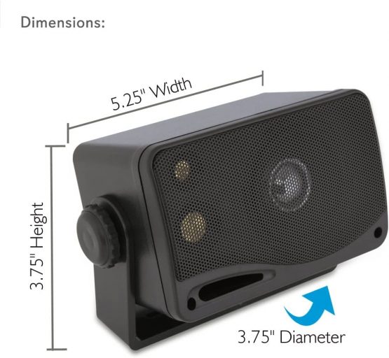 Weatherproof Outdoor Speakers (2 pcs) - 3.5Inch 3-way Marine Outdoor Box Speakers - Black All-Weather Mini Box Speakers- 200W Speakers with Mounting Kit Wires Included - Image 3