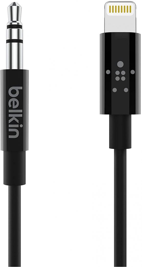 Belkin 3 ft/0.9 m 3.5 mm Audio Cable with Lightning Connector - MFi-Certified Lightning to Aux Cable for iPhone 13, 13 Pro, 13 Pro Max, 13 mini, 12, 12 Pro, 12 Pro Max, 12 mini, Black