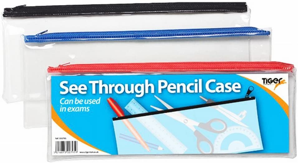 Tiger Pencil case - Clear See Through - Long 33x13cm x 1 Single, Multicoloured, pack of 2 - Image 2