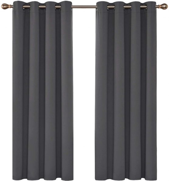 Deconovo Blackout Curtains Eyelet Super Soft Thermal Insulated Ring Top Blackout Curtains for Nursery 46 x 54 Drop Inch Dark Grey 2 Panels