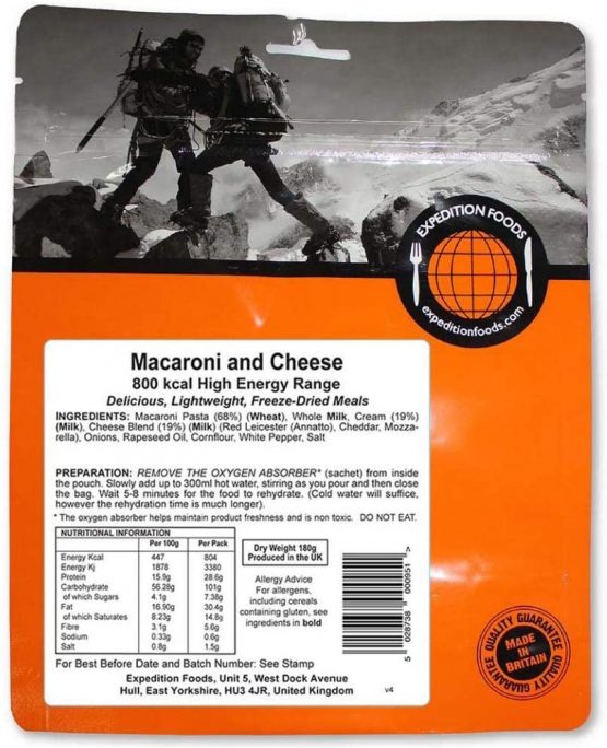 EXPEDITION FOODS expeditionfoods Expedition Foods High Energy Serving Macaroni and Cheese-Orange, 800kcal