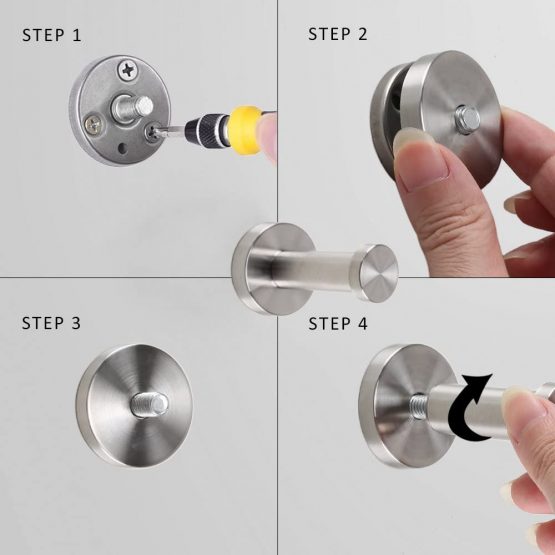 KINDPMA Robe Hook 6Pcs 304 Stainless Steel Door Hooks Wall-Mount Robe Coat Hook Chrome Cylinder Towel Hook Heavy Duty Clothes Hanger Brushed Nickel for Bathroom Lavatory Closets(2inch/5cm) - Image 4