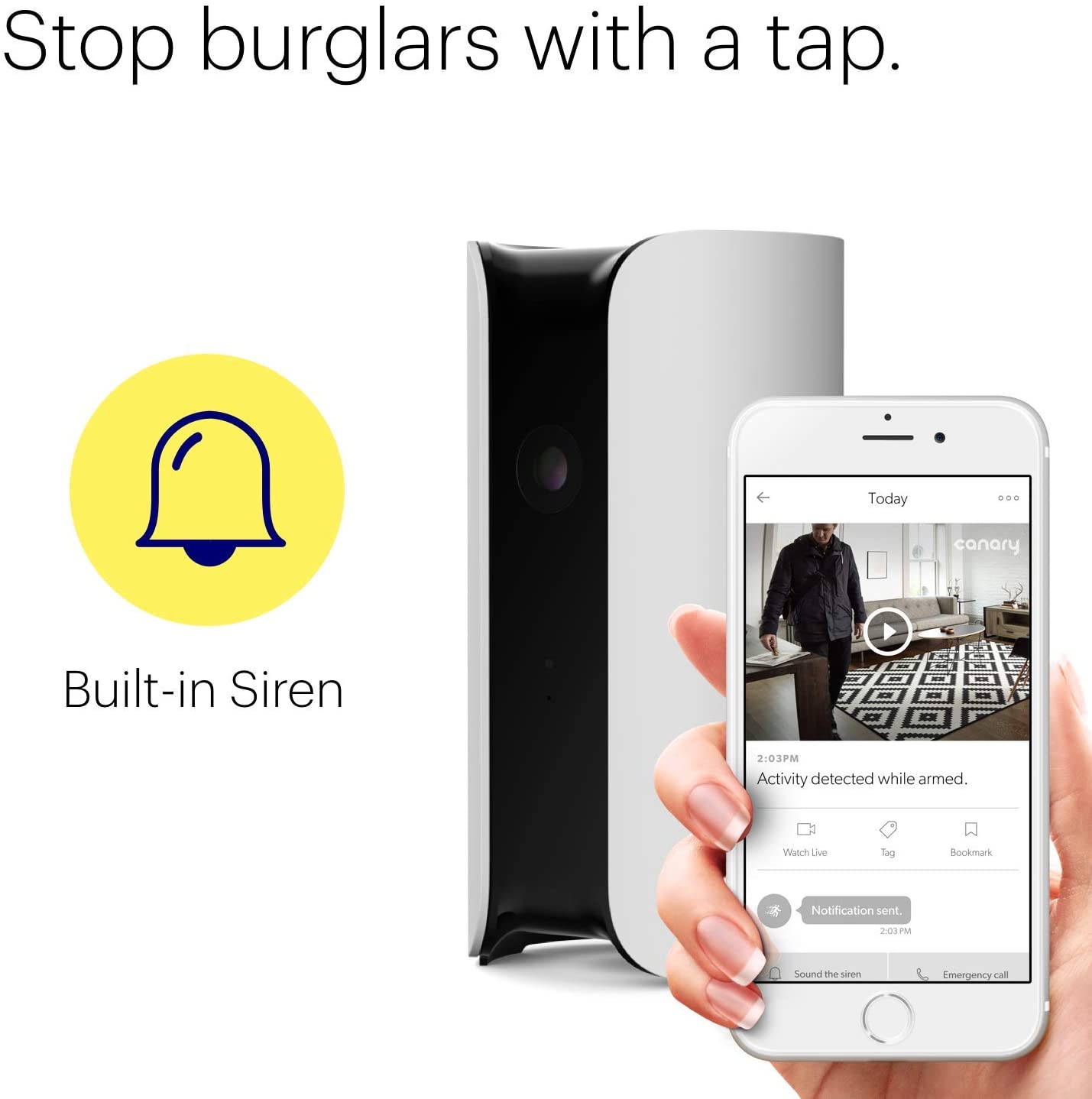 Canary Pro Indoor Home Security Camera 1080p HD WiFi IP, White - Image 3