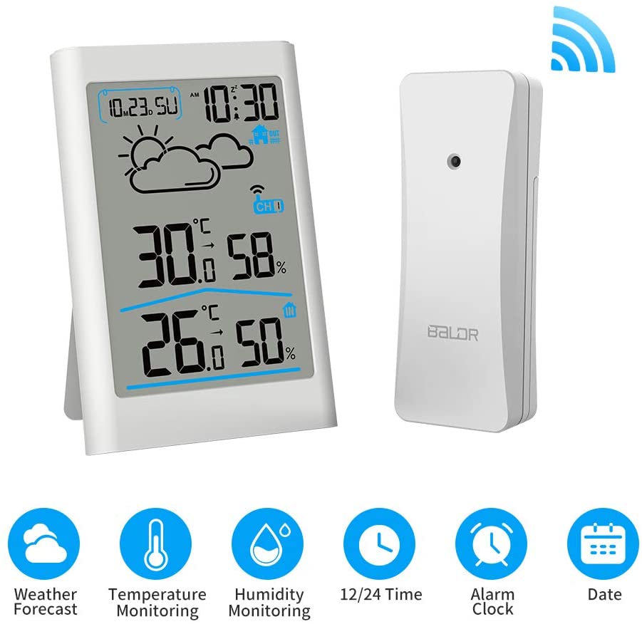 CABLETRANS Wireless Weather Station with Outdoor Sensor, Digital