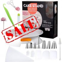 KeepingcooX Cake Decorating Supplies - Rotating Turntable Stand with Scale, Professional Cupcake Decorating Kit, Piping Bags and Tips Set, Cake Scrapers, Pastry Tool, Baking Supplies, 20 PCS