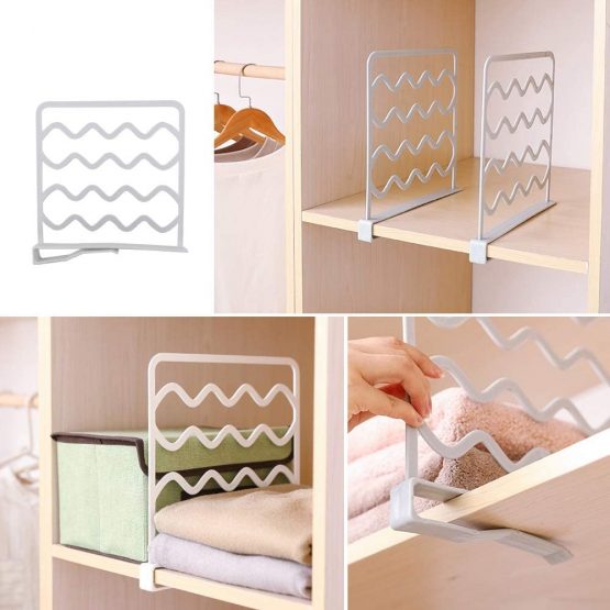 VINFUTUR 4pcs Closet Shelf Dividers Plastic Wardrobe Partition Board Shelf Divider Separator for Clothes No Drilling - Image 4