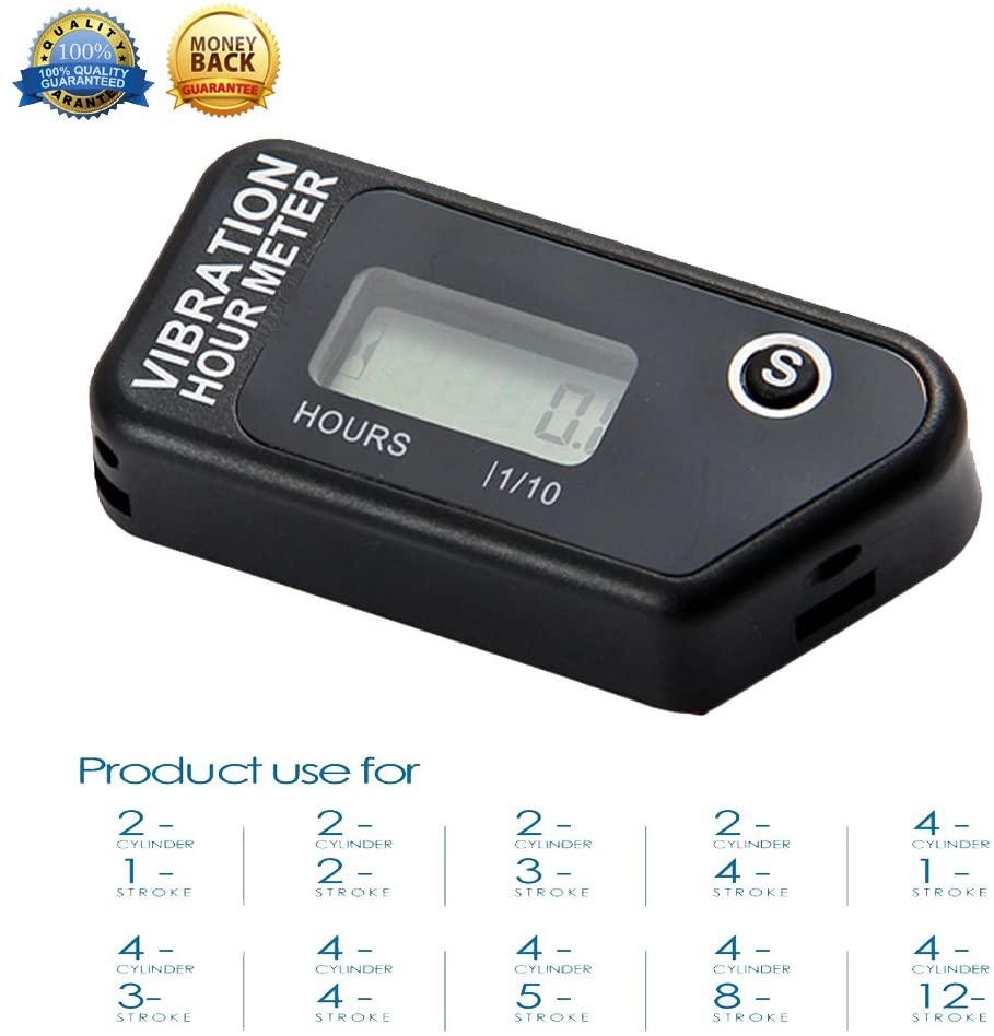 FOUNDOWN Digital Vibration Hour Meter Complete Waterproof Resettable ...