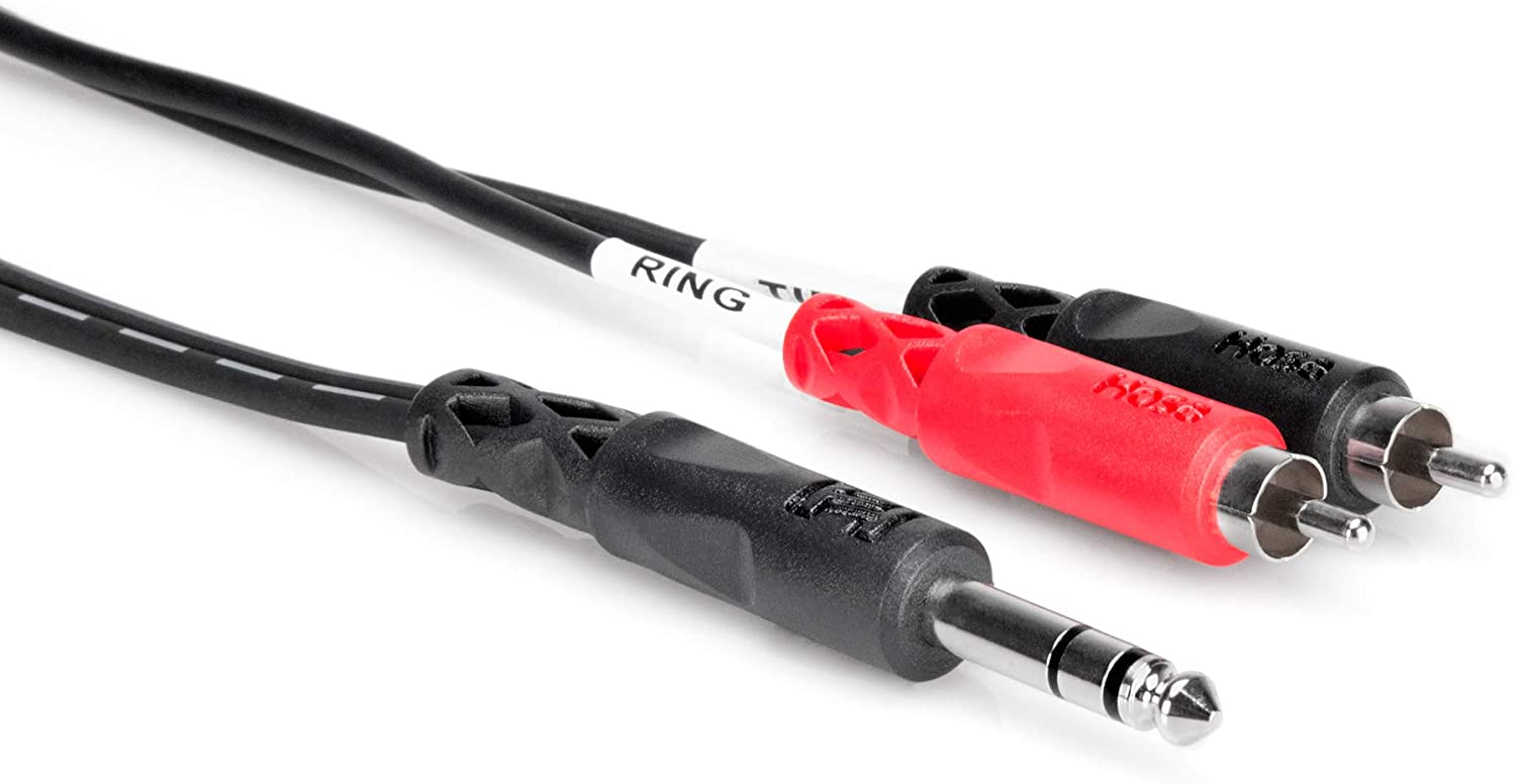 HosaTech TRS-204 4m 1/4 inch TRS to Dual RCA Insert Cable, Black, 13.1'