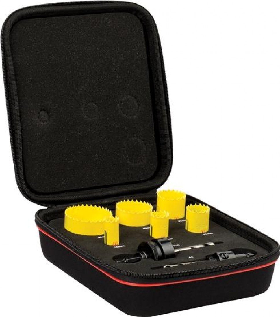 Starrett Bi-metal Hole Saw Kit, 8-Piece KFC06021 Fast Cut Electricians Hole Cutter Kit with Arbors - Image 2