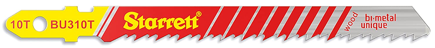 Starrett Wood Cutting Jigsaw Blades, 5 Pack BU310T Unified Shank Bi-Metal Saw Tapered Blade Clean Cuts