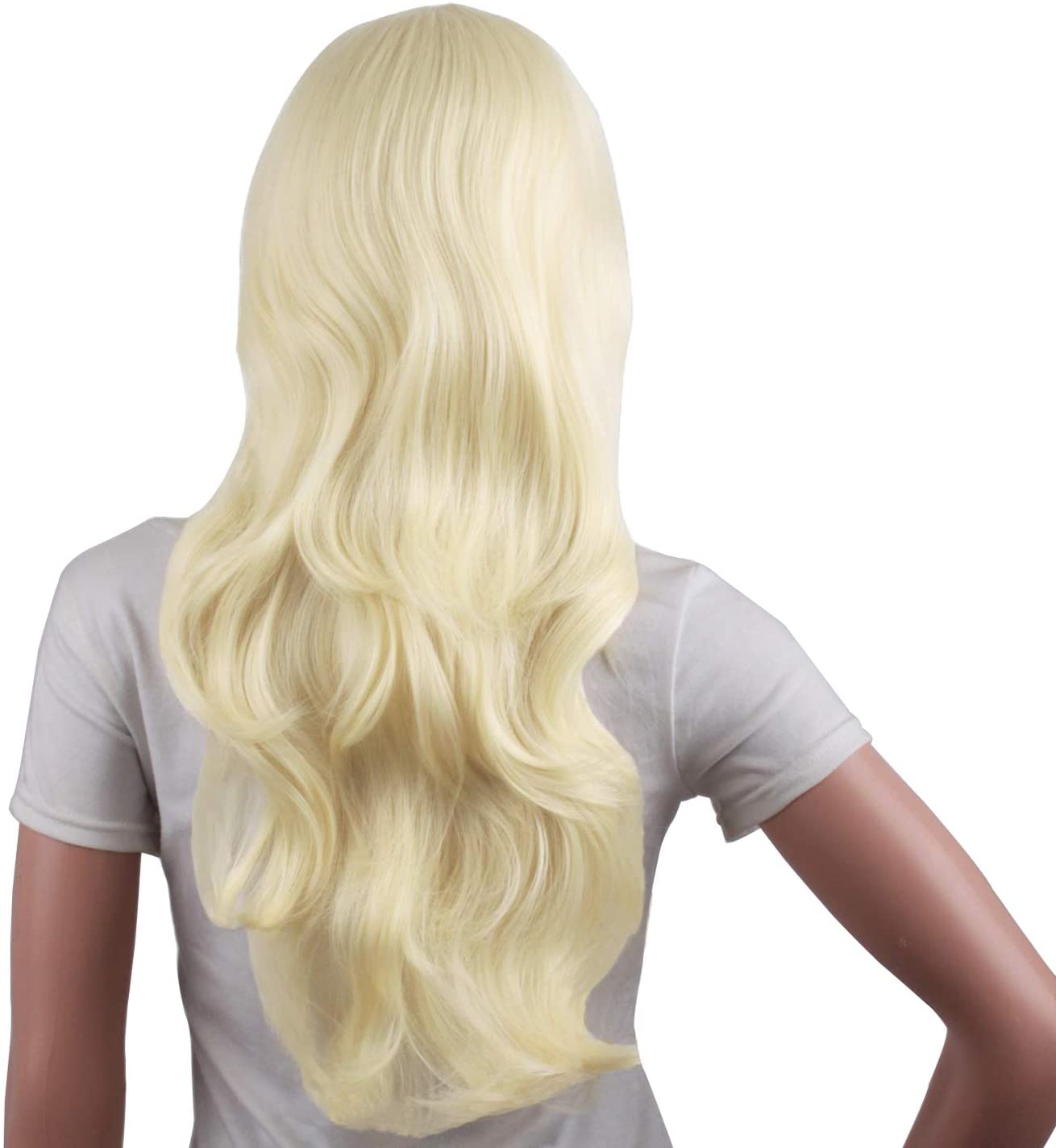 MapofBeauty Charming Synthetic Fiber Long Wavy Hair Wig Women's Party Full Wigs (Light Blonde) - Image 2