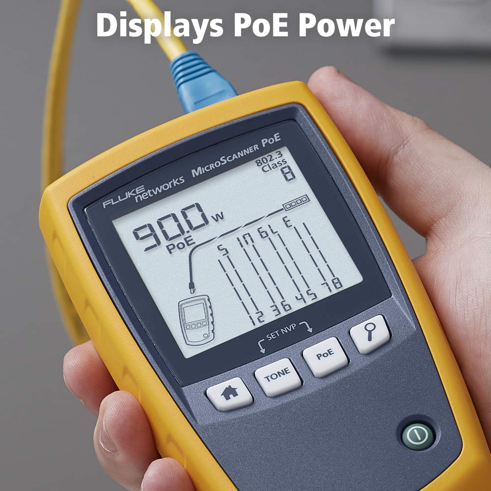 Fluke Networks MS-POE MicroScanner POE Cable Verifier, Yellow / grey, 16.4 x 10.43 x 3.35 inches - Image 4