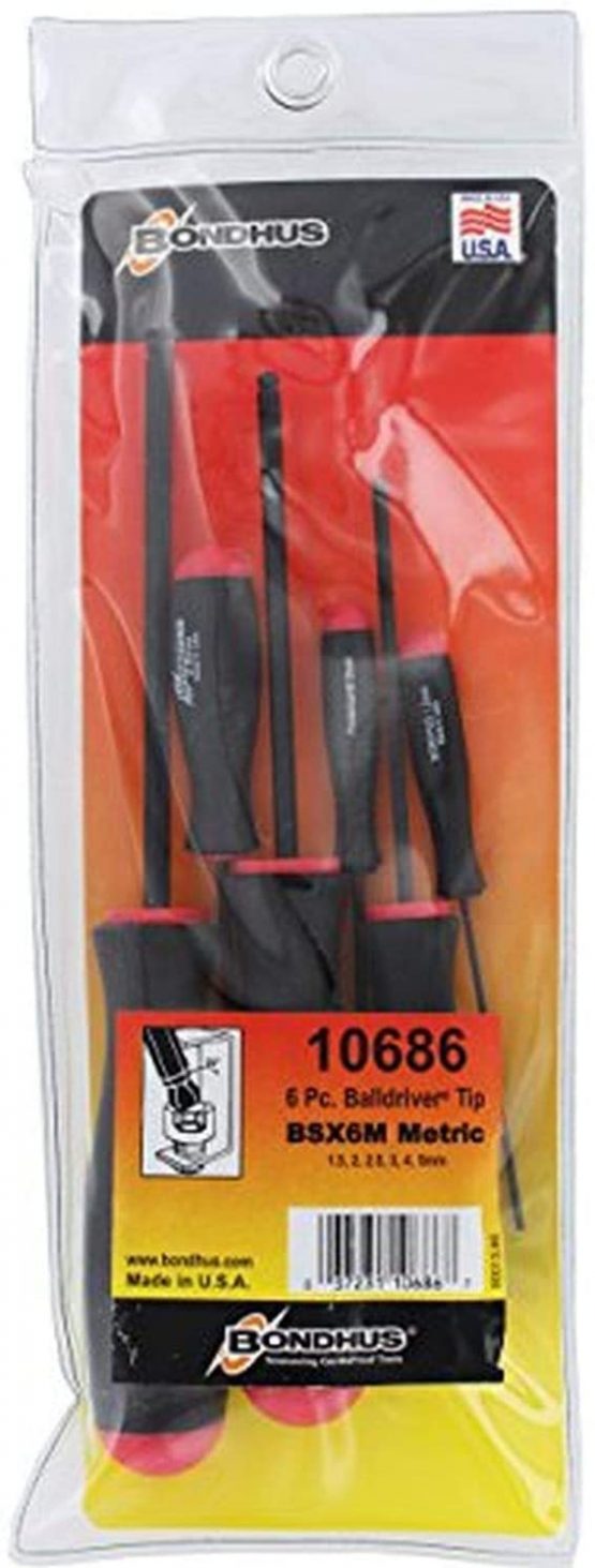 Bondhus 10686 BSX6MM Balldriver Set 1.5mm-5mm, Red, One Size, Set of 6 Pieces - Image 2