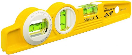 Stabila 16670 25 cmTorpedo Type 81 SV REM W360 Spirit Level, Yellow/Black