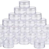 BENECREAT 30 PACK 15ML Empty Clear Plastic Bead Storage Container jar with Rounded Screw-Top Lids for Beads, Nail Art, Glitter and Travel Cream (39mm x 22mm)