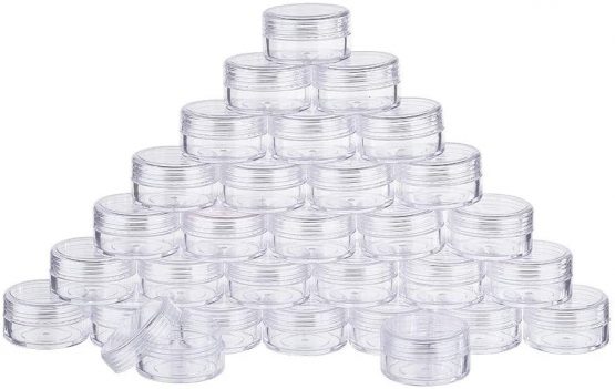 BENECREAT 30 PACK 15ML Empty Clear Plastic Bead Storage Container jar with Rounded Screw-Top Lids for Beads, Nail Art, Glitter and Travel Cream (39mm x 22mm)