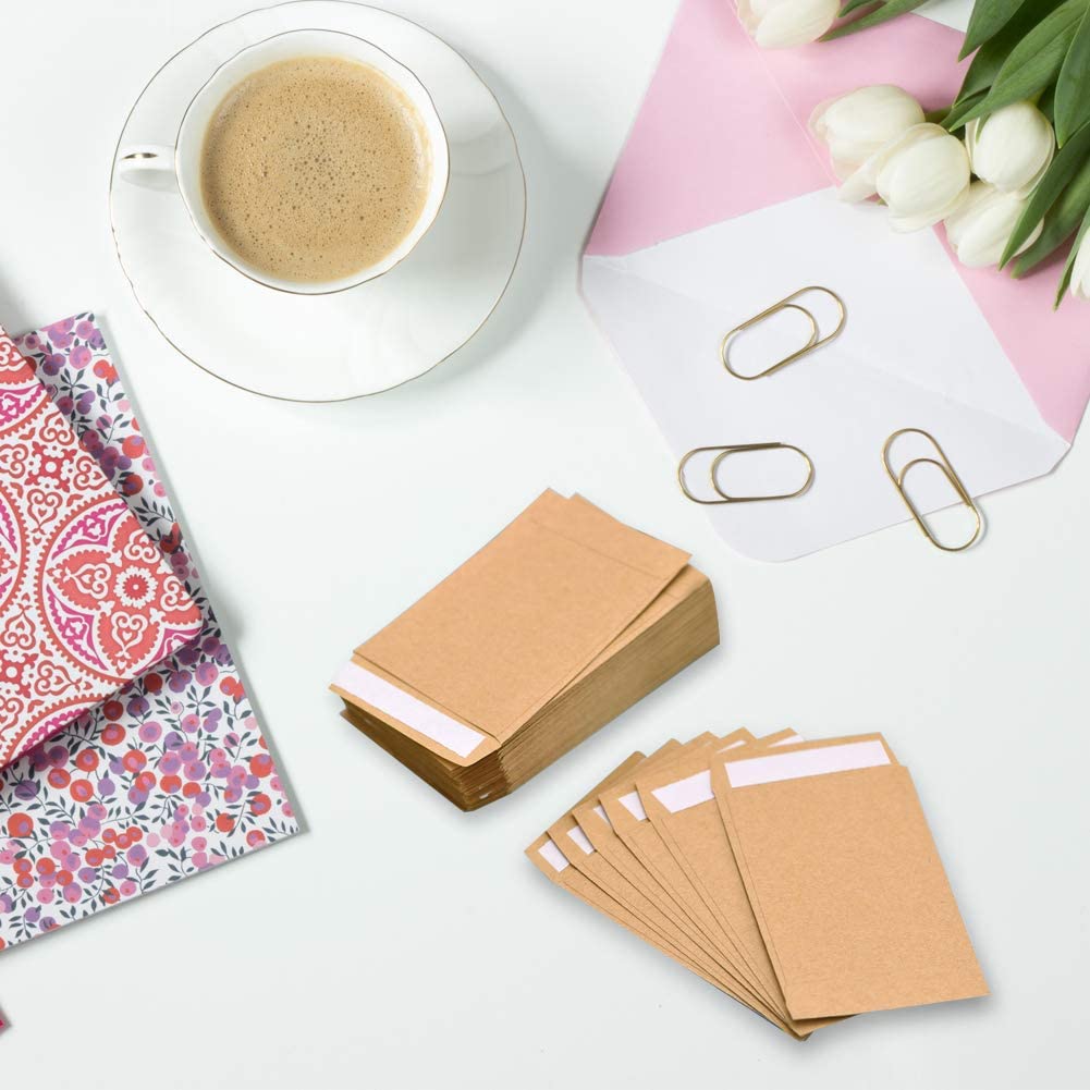 QincLing 150 PCS Coin Envelopes, SelfAdhesive Mini Kraft Paper Coin