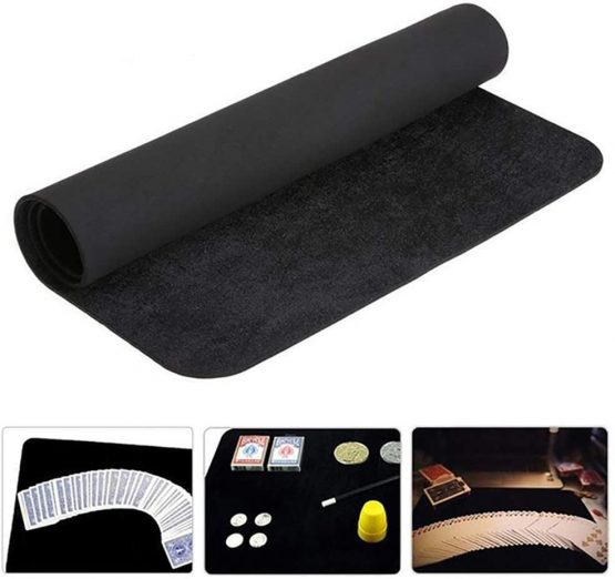 Enjoyer Large Black Close-Up Performance Pad Magic Poker Card Deck Mat Magician Props Coin Magic Gimmicks,23.6X15.7inch
