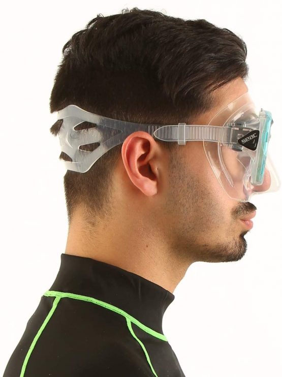 SEAC Men's One Mask Scuba, Snorkeling, Free Diving and Spearfishing with Protective Case, Prescription Options for Myopia (Nearsightedness), Blue Clear, Small - Image 4