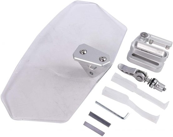 Justech Motorbike Wind Deflector Motorcycle Windscreen Adjustable Clip On Windshield Extension Universal for Motorcycle