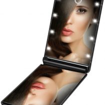 Rantizon Portable Makeup Mirror Dimmable 8 LEDs Lighted Mirror 1X & 2X Magnification Cosmetic Illuminated Handbag Mirror FoldablePocket Mirror Compact Mirror