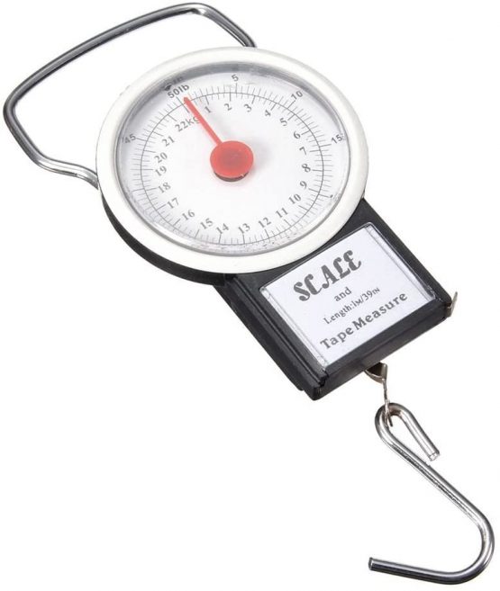 Ossian 2 in 1 Luggage Scale with Tape Measure – Portable Hand Weight with 22kg Capacity and 1m Tape Measure for Accurate Weighing Suitcases Bags Handbags Luggage Kitchen Fishing Home Travel