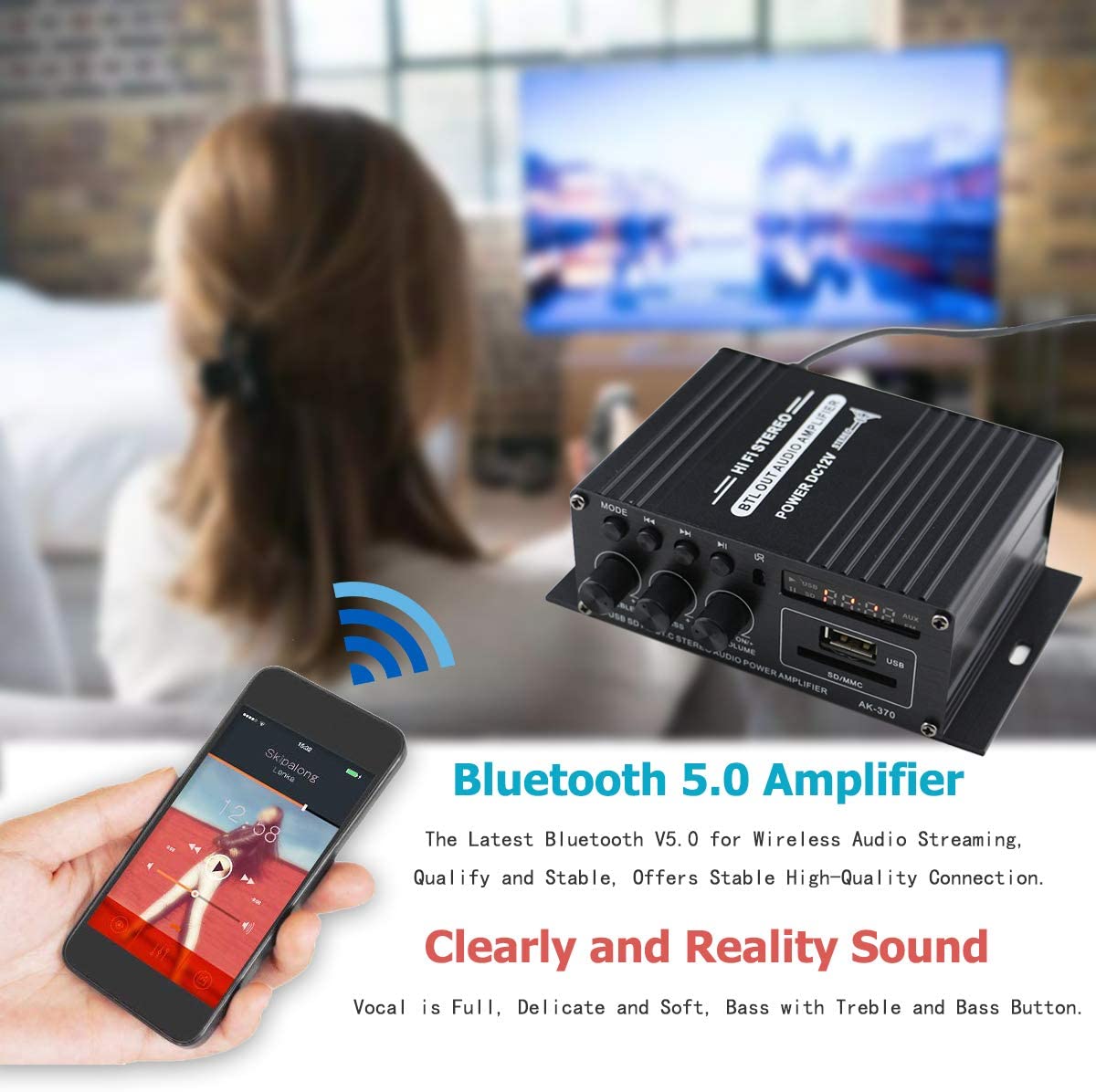 Mini Amplifier Bluetooth 5.0, Mochatopia Clearly and Reality Sound Amp - Image 3