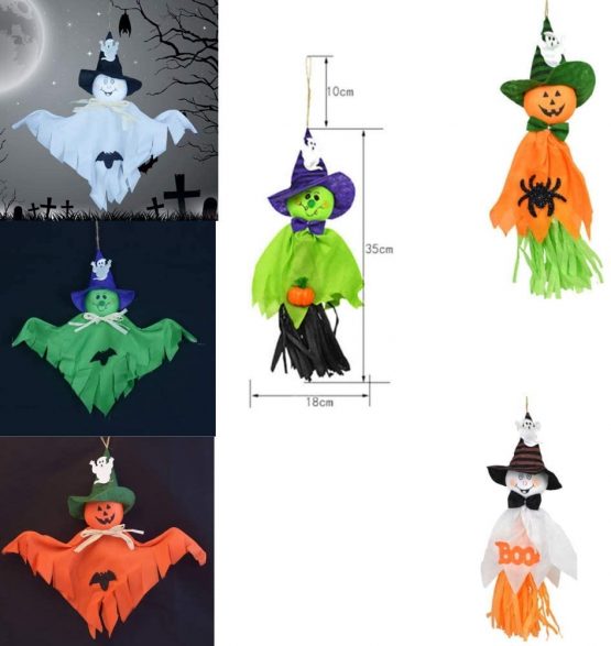 AOFOX 6 Pieces Halloween Hanging Ghost, Pumpkin Ghost Straw Windsock Pendant for Halloween Patio Lawn Garden Party Decorations - Image 4