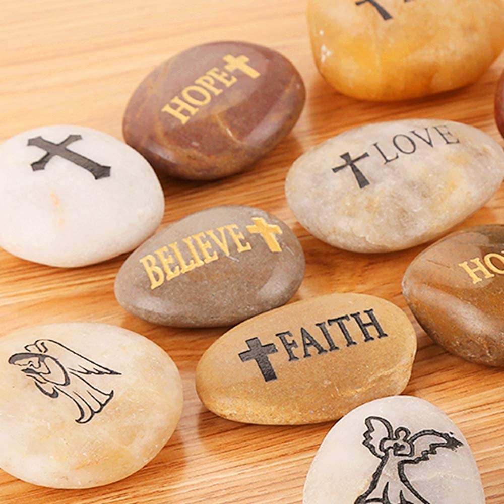 ROCKIMPACT 12PCS Guardian ANGEL Engraved Inspirational Stones, Sentimental Gifts, Motivational Present Keepsake - Image 3