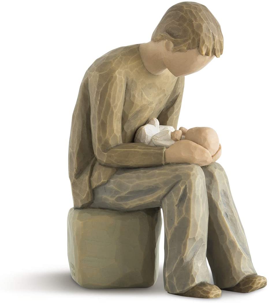 Willow Tree New Dad Figurine, Natural, Green, Blue, 6" height