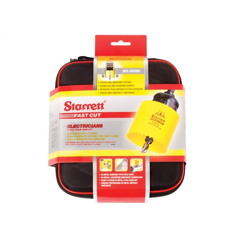 Starrett Bi-metal Hole Saw Kit, 8-Piece KFC06021 Fast Cut Electricians Hole Cutter Kit with Arbors - Image 3