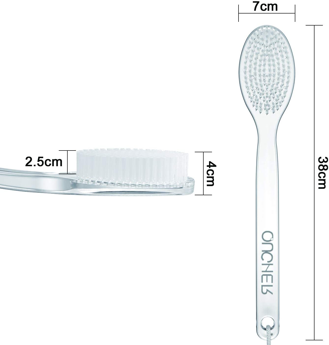QUCHER Comfortable Long-Handled Shower Brush, Soft Nylon Body Brush, Gentle Exfoliation and Improved Skin Health - Image 3