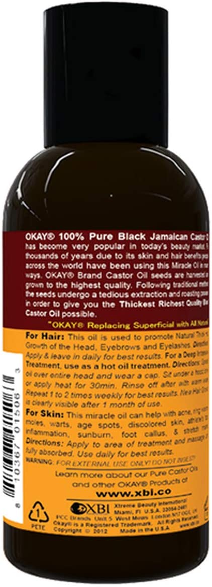 OKAY Pure Naturals Black Jamaican Castor Oil, 4 Ounce, 0.11 kg OKAY-COJB, No Color, 113.3 g (Pack of 1) - Image 2