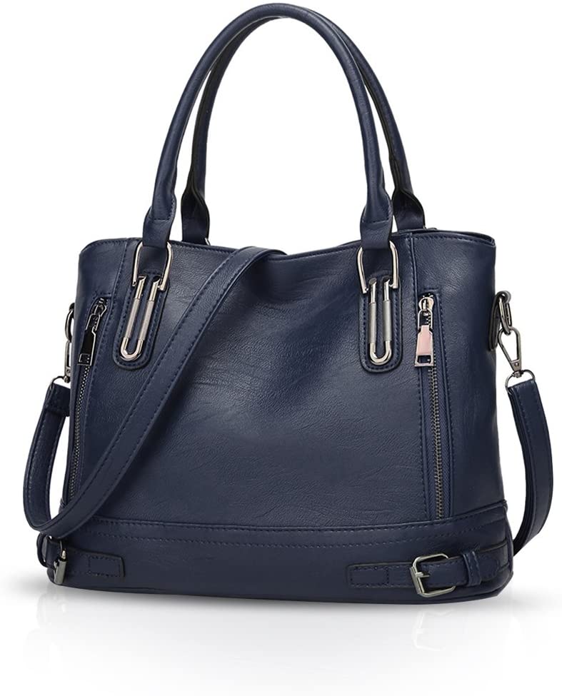 NICOLE & DORIS Women Handbags Top Handle bags PU Leather Shoulder Bag Large Capacity Crossbody Bag Ladies Shopper Elegant Tote Bags Navy blue