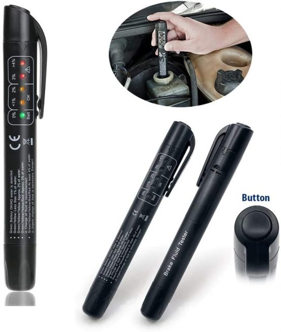 Car Brake oil Tester Pen, Mini Automobile Diagnostic Brake Oil Detection Pen with 5 LED Indicator, Calibrated for Testing DOT3 DOT4 fluid, Brake oil Water indicator by Hayatec