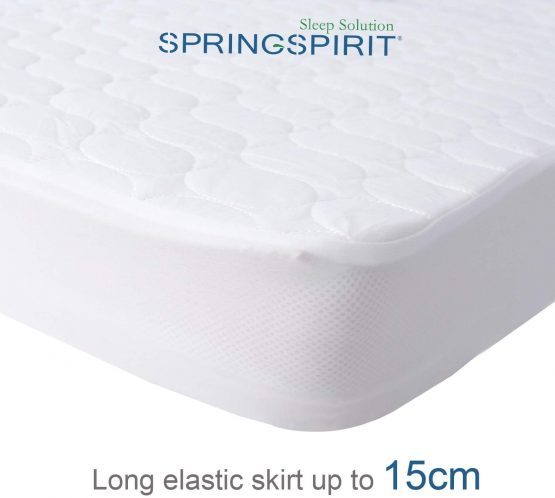 Quilted Crib Mattress Cover (38 x 89 cm) Waterproof Mattress Protector Fitted Sheets Design, Ultra Soft, White - Image 4
