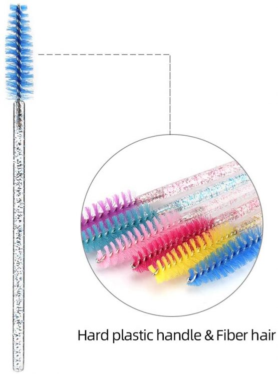 ATOMUS 100 Pack Mascara Wands Disposable Eyelash Mascara Eyebrow Brushes Applicator 6 Colors Makeup Cosmetic Brush with Crystal Handle for Eyelash Extensions Mascara Use (100pcs Pink) - Image 4