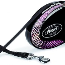 flexi Glam Composition Retractable Tape Lead with Swarovski Crystals, 25 Kg/ 5 m, Medium, Black