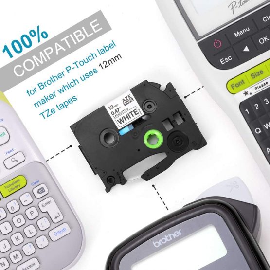 Airmall Compatible Label Tape Replacement for Brother Label Printer Tape 12mm TZe-231 TZe Tape Cassette 12mm 0.47 Laminated Black on White TZ Label Tape for P Touch H110 H105 1010 1000, 5-Pack - Image 2
