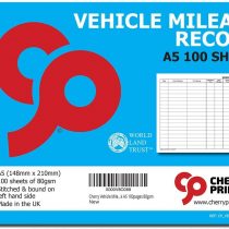Cherry Vehicle Mileage Record Log Book A5 100pages 80gsm