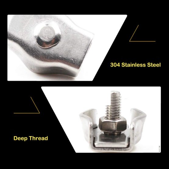 M6 304 Stainless Steel Bearing Simplex Single Bolt Wire Rope Clip Cable Clamps For Wire Cables (10PCS) - Image 3