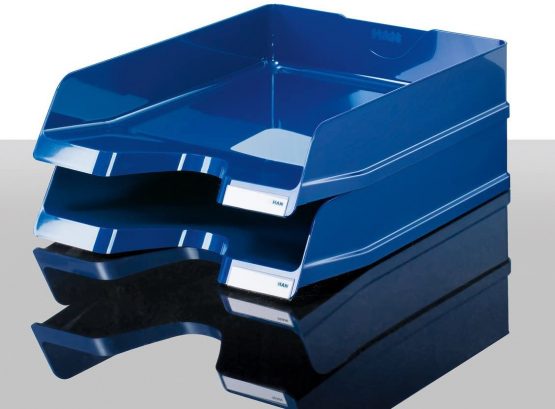 HAN Viva Letter Tray DIN A4 / C4, Stackable, with Clip, High-Gloss Blue - Image 2