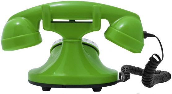 OPIS FunkyFon cable: Rotary dial disc retro telephone in the sinuous style of the 1920s with modern electronic bell (black) - Image 3