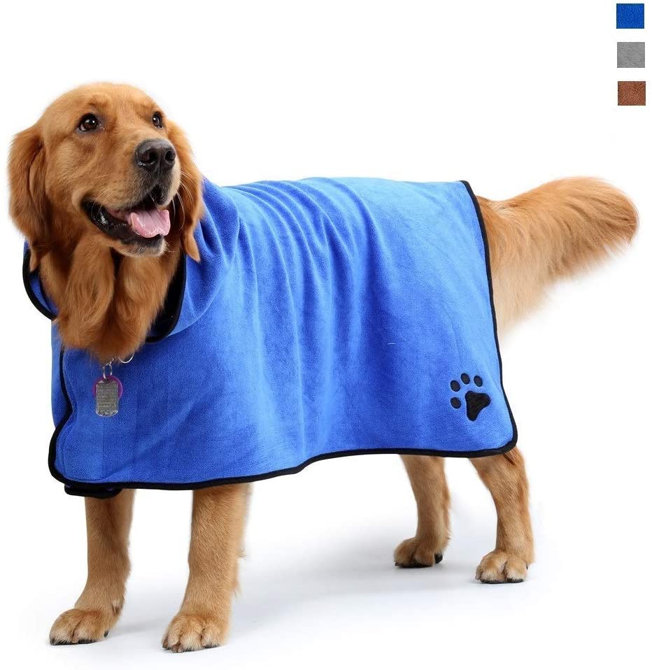 Aoweika Dog Bathrobe Towel With Adjustable Strap, Microfibre Fast 